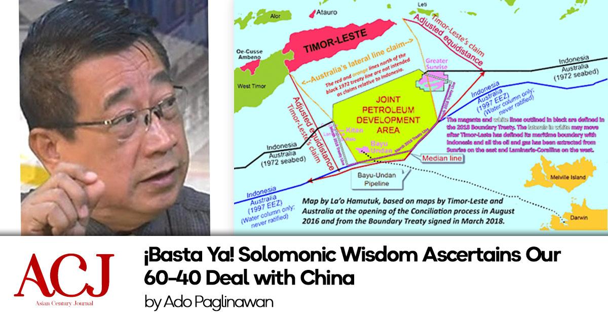 ¡Basta Ya! Solomonic Wisdom Ascertains Our 60-40 Deal with China