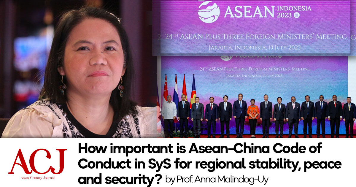 How important is Asean-China Code of Conduct in SCS for regional stability, peace and security?