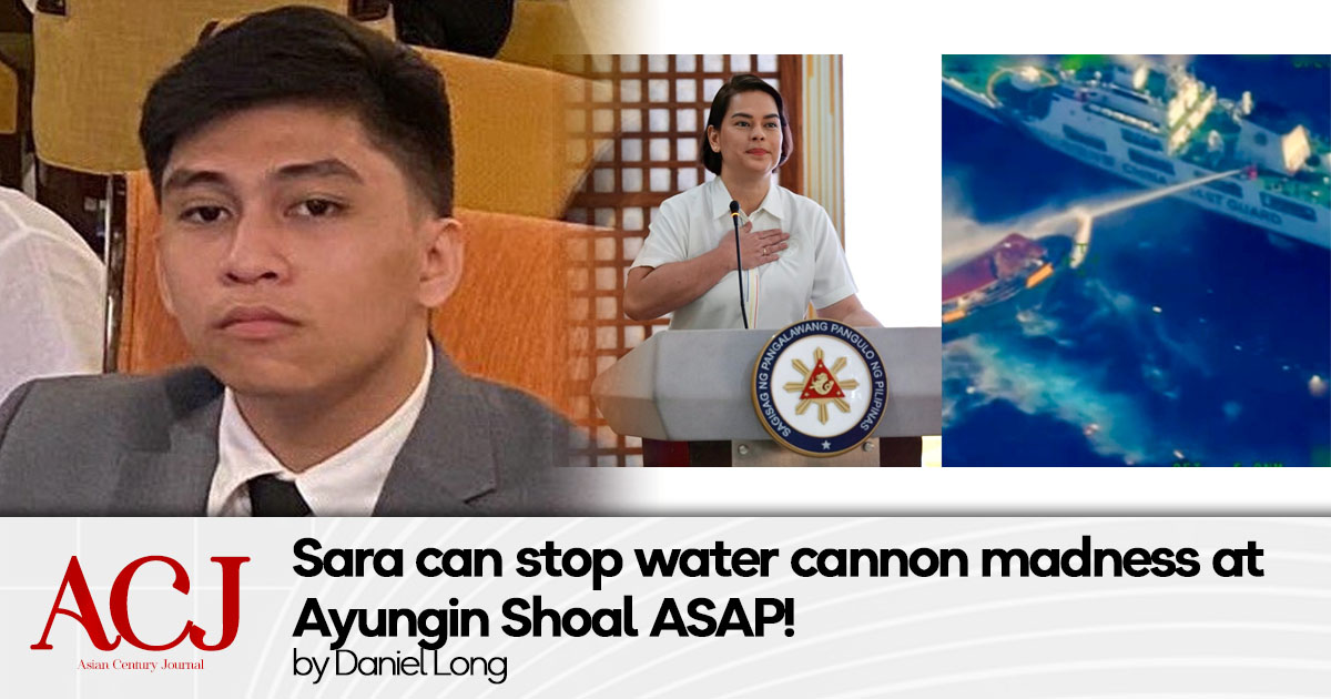 Sara can stop water cannon madness at Ayungin Shoal ASAP!