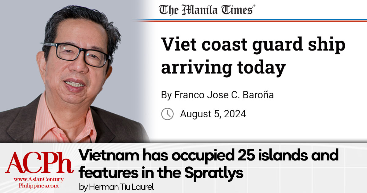 Vietnam has occupied 25 islands and features in the Spratlys
